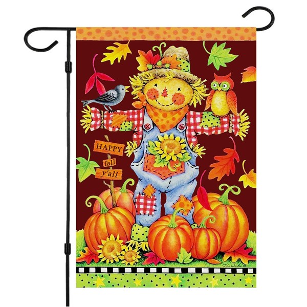 Happy Fall Garden Flags,Double Sided Autumn Flag Scarecrow Harvest Pumpkin