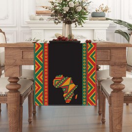 Linen Black History Month Table Runner 72 Inches Long Black History Month Decoration for Table African American Country Festival Decor and Supplies