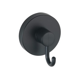 WENKO Vacuum-Loc Hooks Black, Set of 2 Towel Rails, Hooks for Towels and Accessories, Fixing Without Drilling with Vacuum, Plastic Black Painted, Loft Style, Each 6 x 6.7 x 5 cm
