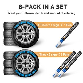 SELEAD Tire Marker White Red Yellow Blue - 8 Pack Paint Pens for Car Tires Lettering, Premium Professional Oil Based Waterproof Colored Permanent Markers