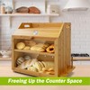 Double Layer Bamboo Bread Box, Thermometer Bread Box with Knife