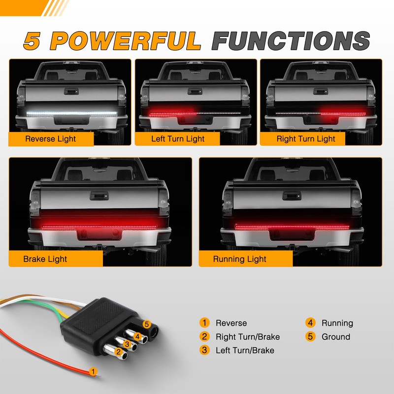 GOOACC 48”/49” Truck Tailgate Light Strip 5 Function 90 LED