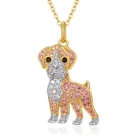 TANGPOET Boxer Dog Pendant Necklaces Gifts for Women 925 Sterling Silver Cubic Zircons Memorial Jewellery Gifts for Boxer Dog Mom Lovers Christmas Birthday Graduation