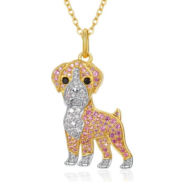 TANGPOET Boxer Dog Pendant Necklaces Gifts for Women 925 Sterling