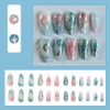 Press on Nails Short Almond,YIHONGYAN Gradient Fake Nails Press ons