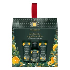 YVES ROCHER - Kit de Cuidado Corporal Mandarina y Pino, Colección de Navidad Ideal para Regalar, Ritual con Gel de Ducha 50 ml, Exfoliante 30 ml y Crema 30 ml, Tamaño de Viaje