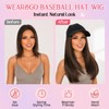 Baseball Hat Wig for Women, Hat with 18 Inch Straight
