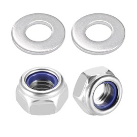 Hex Lock Nuts M8x1.25mm 10pcs Nylon Lock Nuts Height 8mm Hex Width 14mm 304 Stainless Steel Nylon Insert Self Locking