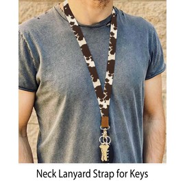 NUGGHU Lanyards for Keys, Durable Keychain Long Lanyard for Women Men, Cute Neck Lanyard for ID Badges Holder, Wallets, key Retro Cow Print