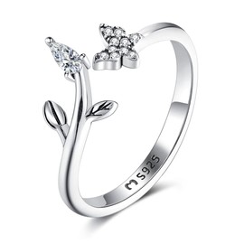 Ring for women made of silver with a small butterfly. Rings for women made of silver with silver or gold surface. Women's jewellery ideal for couples, mothers, girlfriends. Women's rings silver, Gold
