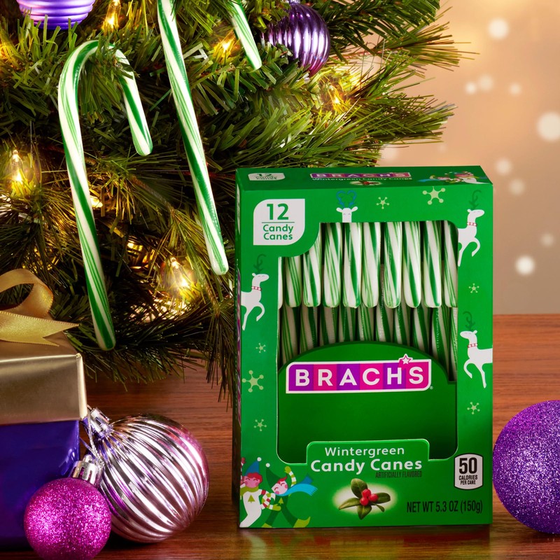 Brach's Wintergreen Christmas Candy Canes, Stocking Stuffers for Kids, Christmas