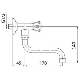 Wall Tap Fitting for Cold Water Pivotable