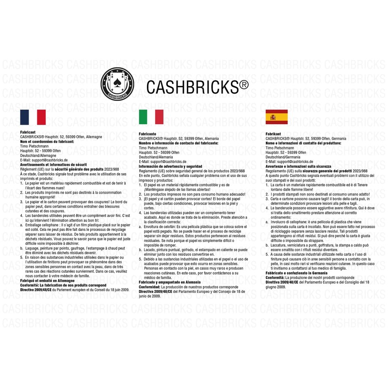 Cashbricks 100 x €500 Euro Play Money Notes – Reduced