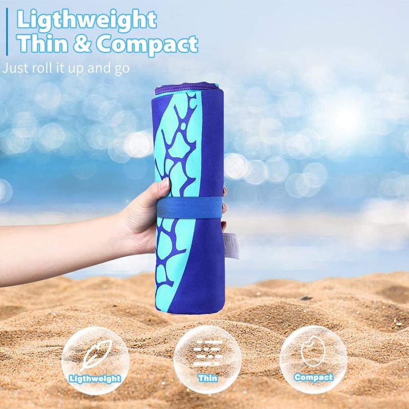 2 Pack Microfiber Lightweight Beach Towel 71"x32" Oversized Extra Large