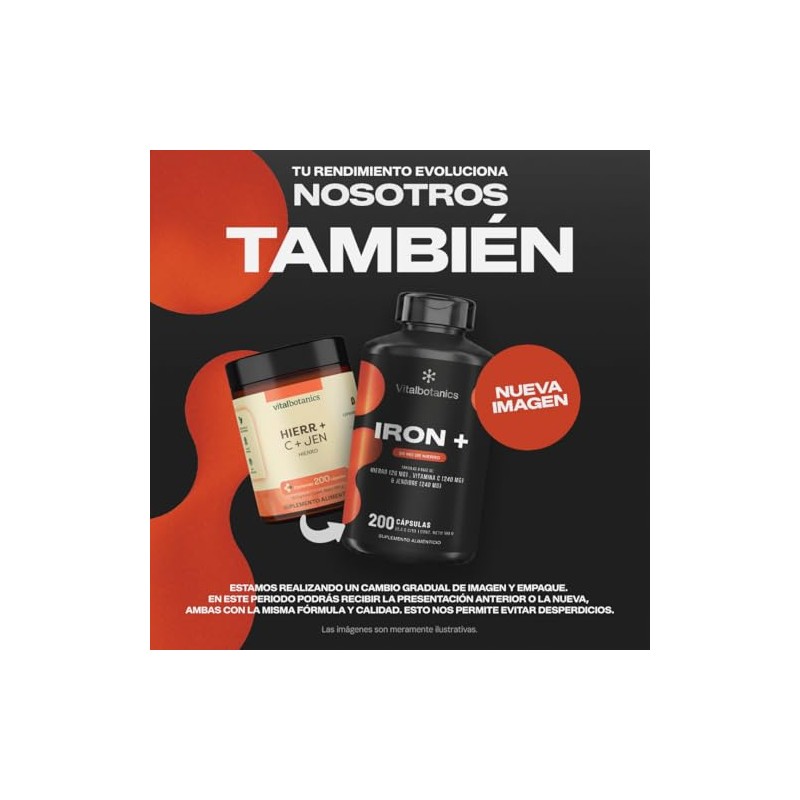 Vital Botanics Hierro Suplemento Vitamina Jengibre 500 Por Porción 200