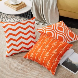 MODERN HOMES Soft Cotton Cushion Covers/Decorative Throw Pillow Covers (Orange, 16x16 inches) Set of 6
