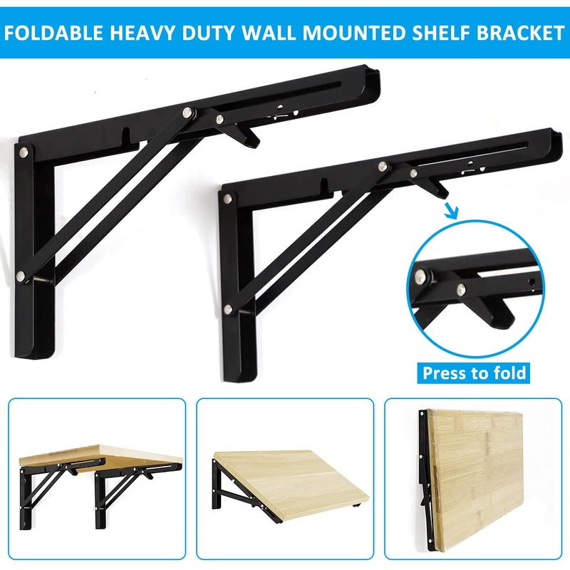 2 Pack 12 Inch Folding Shelf Brackets, OBYFGILY Heavy Duty