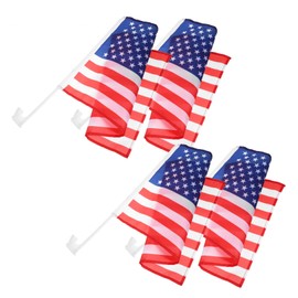 BESPORTBLE 4pcs American Flag on Car Decorative Car Flag Vehicle Flags US Car Flag Usa Car Flag American Flag for Flag Pole Memorial Day Flags Window Clip on Flag Car Window Flag Polyester