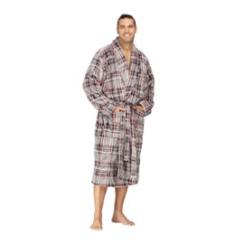 Mens Shawl Collar Fleece Robe - Unisex Warm Plush Long Comfort Bathrobes