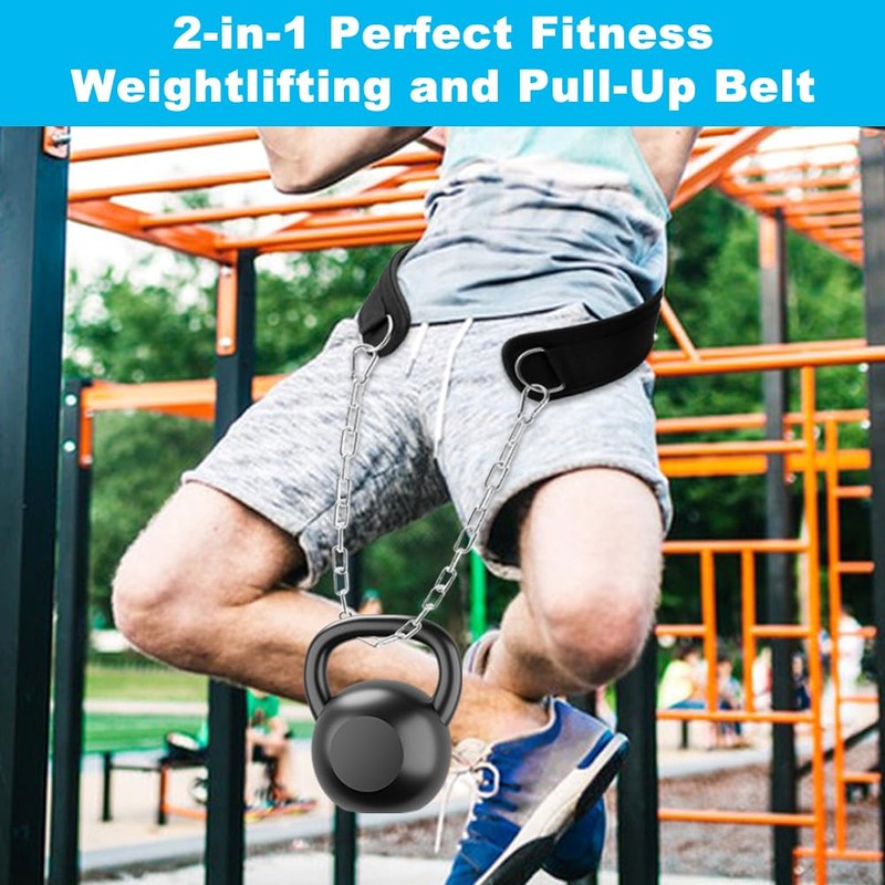 Dip Belt With Chain,Weightlifting Belt or Pull-Ups, Powerlifting, Squats, and
