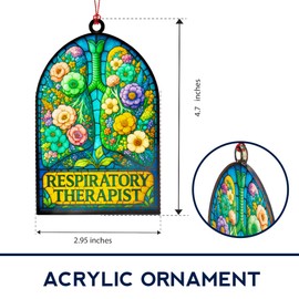 Respiratory Therapist Gifts - Respiratory Therapist Accessories - Respiratory Therapist Card - Christmas Ornament 2025 - Suncatcher Effect Stained Glass Window Hanging - car Hanging