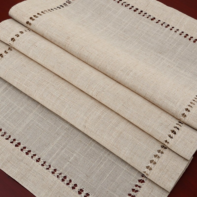 Handmade Hemstitched Natural Rectangle Lace Table Runners (14x60 inch)