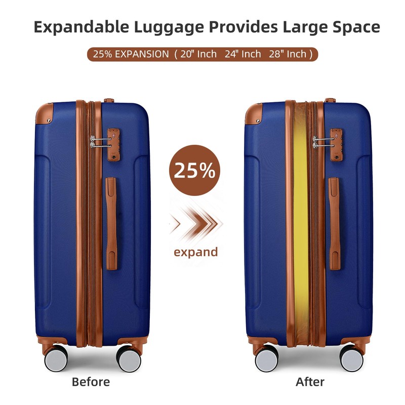 LARVENDER Luggage Sets 6 Piece Hardshell Expandable Suitcase Set with