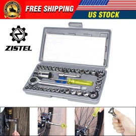 ZISTEL 40-Piece Ratchet Wrench Socket Tool Set METRIC/SAE 1/4" & 3/8" Drive w/ Case USA