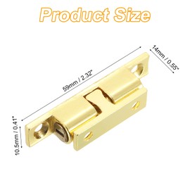 sourcing map 5Pcs Cabinet Latch Double Roller Catch, Lock Stop Catch Clamp Cabinet Closer Magnetic Closure Hardware for Cabinet Kitchen Closet Door, Brass