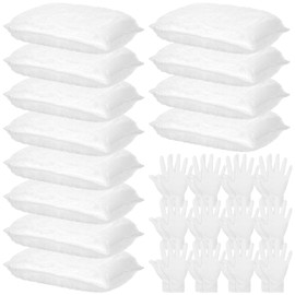 24 Pcs Wood Staining Kit Include Stain Applicator Pads and Disposable Nitrile Gloves, 12 Microfiber Sponge Pads Lint Free with 12 Rubber Gloves for Wood and Oil Based Finishes Dyeing Cleaning, White