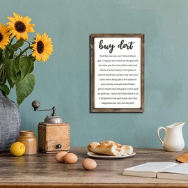 Dazingart Buy Dirt Framed Sign, Song Lyric Sign Country Song You Can't Buy Happiness But You Can Buy Dirt, Framed Wood Sign Decor Bedroom Wall Art New Home Sign Wedding Gifts (buy dirt)