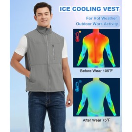 Foiueyga Men's Cooling Vest with 24 Ice Packs Lightweight Outdoor Cold Ice Vest for Body Cooling Hot Weather Work Activity, Large