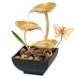 Water Fountain Indoor Metal Tabletop Fountain Waterfall 3-Tier Small Desk Waterfall Fountain for Home Decoration