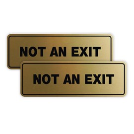 All Quality Standard Not an Exit Wall or Door Sign - Durable Material | Double-Sided Foam Tape | Brushed Gold - Small (2 Pack)