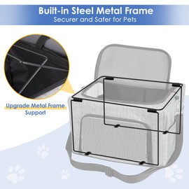 SlowTon Dog Booster Car Seat, Reinforce Metal Frame Safe Pet Car Seat with Seatbelt & Waterproof Pee Pad & Top Cover | Portable Collapsible Puppy Carrier Bag | for Small Dogs Cats (with Soft Pad)