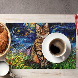 Cats Table Placemats for Dining Table Set of 4 Washable 12x18 Inch Kitchen Decor Non Slip Heat-Resistant