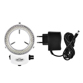 Microscope LED Light, Microscope Camera Ring Light, 144 LED Beads Light Source Brightness Adjustable Ring Lamp for Stereo Microscope Jewellery Repair Lamp (White)