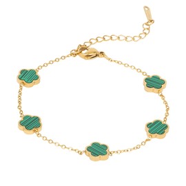 KEYUN 18K Gold Plated Bracelets for Women Trendy Link Clover Bracelet Fashion Jewelry for Women Green