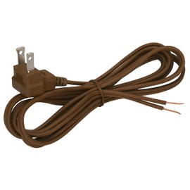 OHLECTRIC Lamp Lighting Cord with Switch Set – 8 Feet Flat Plug Extension Cord for Electrical and Lighting Appliances – 18/2 SPT-2 Wire Electrical Cord – Brown