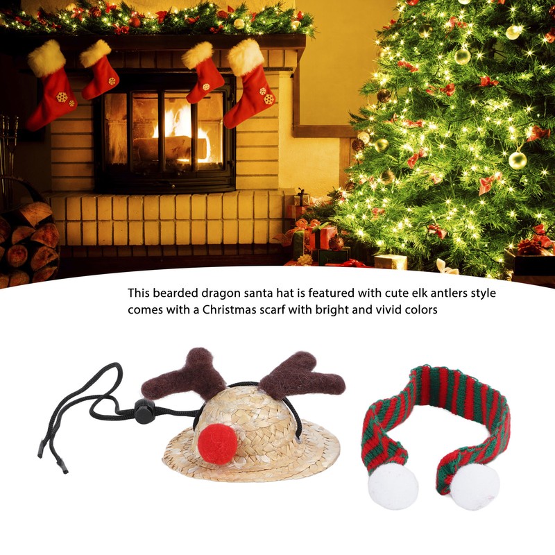 Bearded Dragon Santa Hat Cute Soft Scarf Adjustable Size Bright
