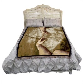 Hands of God and Adam - Sistine Chapel - Creation of Adam - Michelangelo - Blanket Throw Woven from Cotton - Made in The USA (72x54)