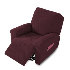 NORTHERN BROTHERS Recliner Chair Covers - Lazy Boy Recliner Covers That Stay in Place, 4 Pieces Reclining Chair Cover Recliner Slipcovers 1 Seater, Wine Red