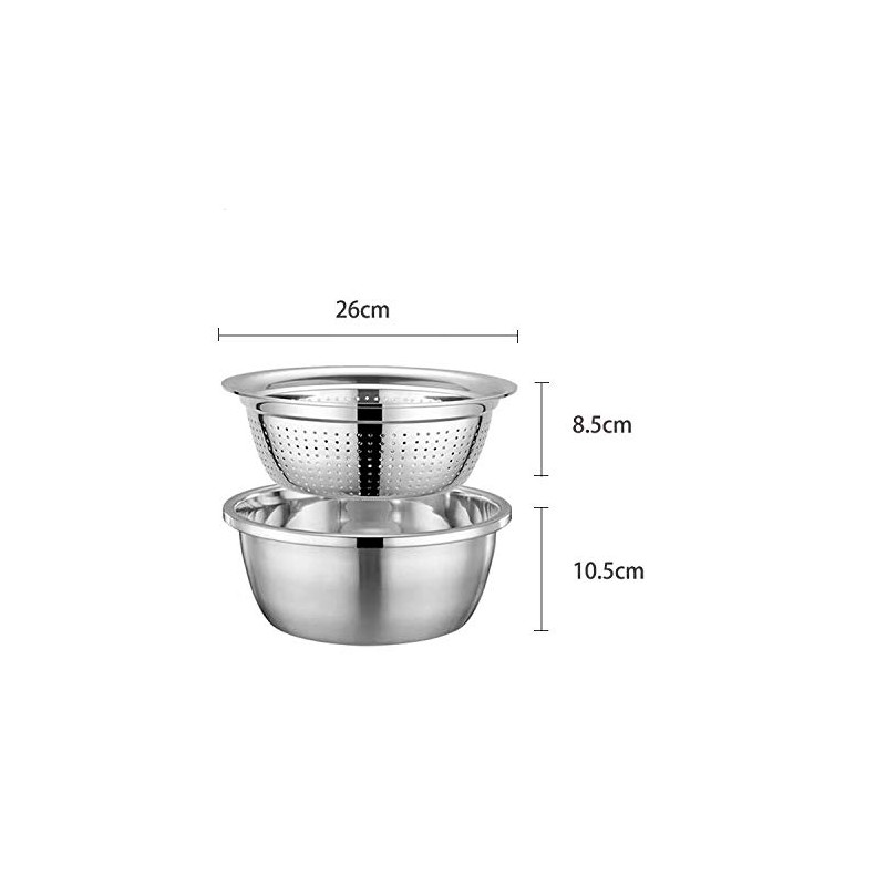 Stainless Steel Colander and Bowl Set, Kitchen Strainer, Pasta Strainer,