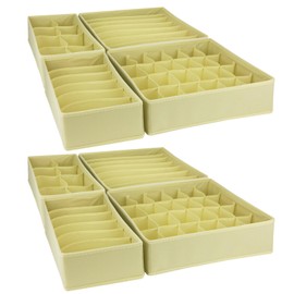 Bazasa 8 Pack Dresser Drawer Organizer Clothes Underwear Sock Beige Drawer Organizer Bins Fabric Foldable Organizer Storage Box Closet Cloth Drawer Dividers Closet Underwear Organizer Drawer