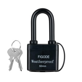 FIGODE® Outdoor Waterproof Padlock, Covered Heavy Duty Laminated Steel Keyed Lock, 2.2 in. Wide, Long Padlock