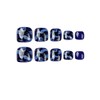 Glossy False Toenails 24PCS Blue Glitter False Toe Nails Full
