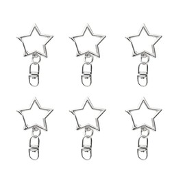 JIHUOO 20 Pcs Metal Star Shape Spring Snap Keychain Clip Swivel Clasp Snap Hook Hanging Buckle with Key Rings Silver