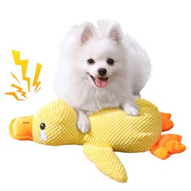 Easter Dog Toys, The Mellow Dog Calming Pillow Emotional Support Duck with Quacking Sound for Indoor, Yellow
