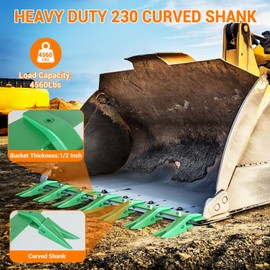 GarveeLife Bucket Tooth Bar for Sub-Compact Tractor，53" Heavy Duty Tractor Bucket Teeth Fits Bucket Cutting Edges Sized 1/2" or Less with No Drilling Required，Green