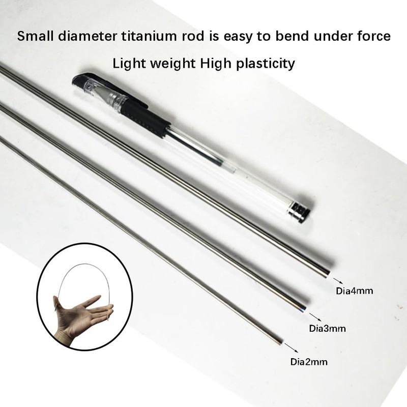 DIYDIYShop 2Pcs Titanium Round Rod Dia 4mm 0.157"" Length 420mm